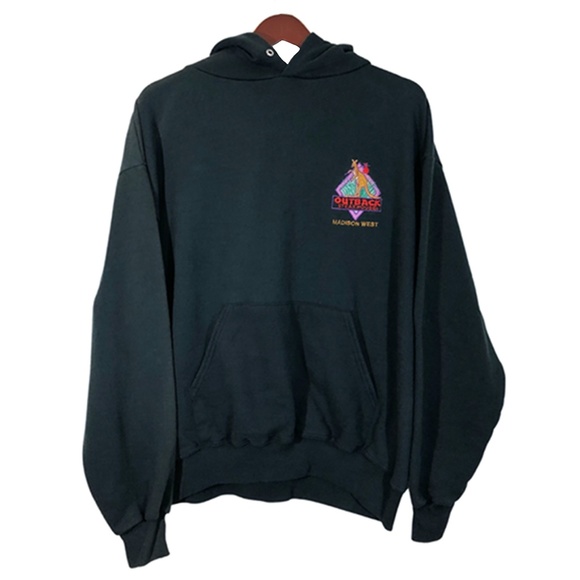OUTBACK STEAKHOUSE Black Embroidered Hoodie Size L - Picture 1 of 5